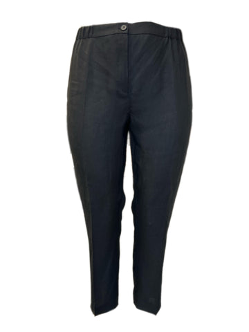 Marina Rinaldi Women's Black Regione Mid Rise Slim Flax Pants NWT