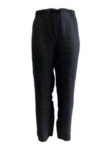 Marina Rinaldi Women's Black Registro High Rise Flax Pants NWT
