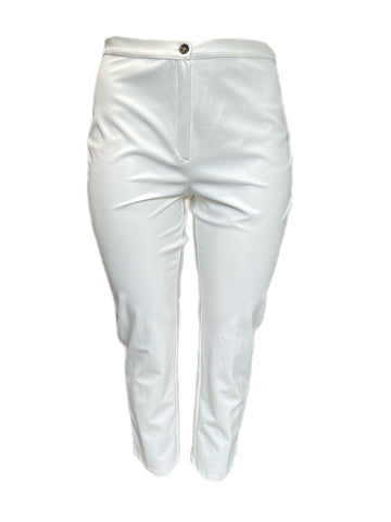 Marina Rinaldi Women's White Reims Faux Leather Slim Pants Size 14W/23 NWT