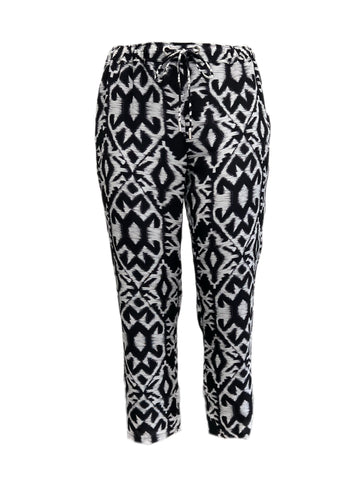 Marina Rinaldi Women's Nero Riccioli Printed Straight Silk Pants NWT