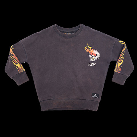 ROCK YOUR KID Boy's Charcoal Karma to Burn Sweatshirt $70 NWT