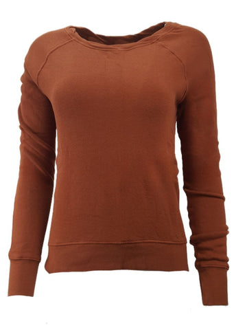 PAM & GELA Women's Brown Rust Annie Hi Lo Sweatshirt #B00F Petite X-Small NWT