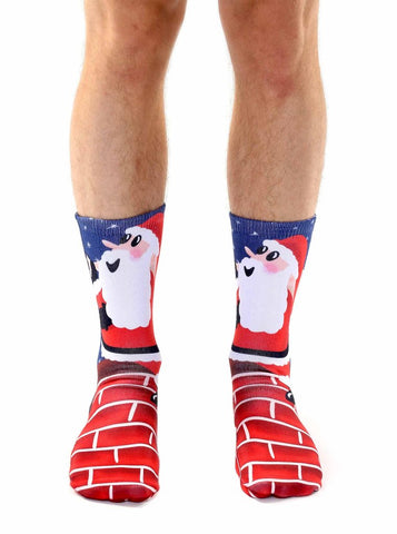 LIVING ROYAL Santa Climbing Chimney Novelty Crew Socks $12 NEW