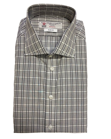 Turnbull & Asser Black/White Poplin Check Slim Fit Button-up Shirt $365 NEW