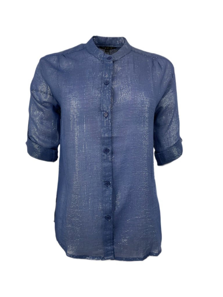 SUZIE KONDI Women's Sky Koubi Metallic Blouse #1004 $195 NWT