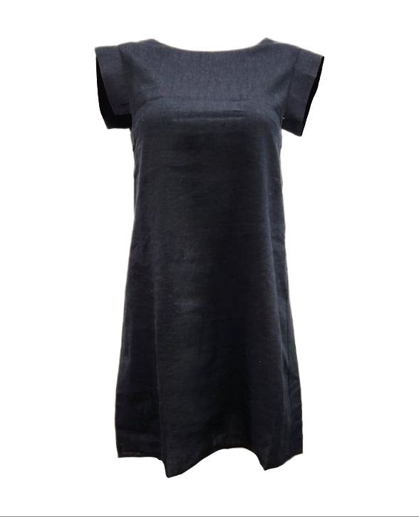 HoodLamb Women's Black Square Shoulder Hemp Dress 420 Small NWT