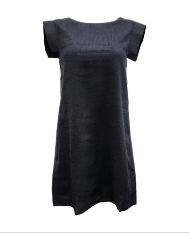 HoodLamb Women's Black Square Shoulder Hemp Dress 420 Small NWT
