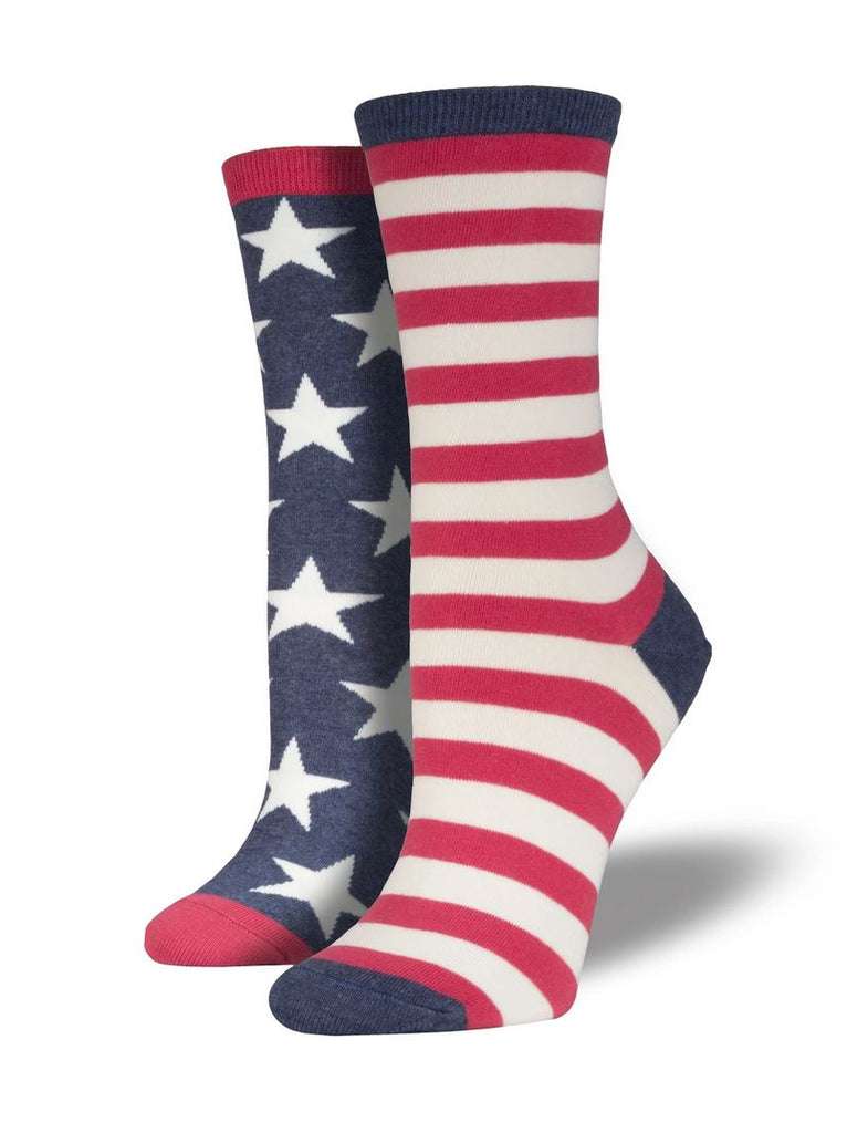 Socksmith Women's Novelty Crew Socks, WNC337 USA Flag - Blue