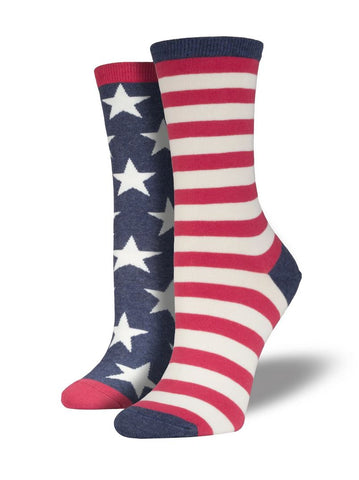 Socksmith Women's Novelty Crew Socks, WNC337 USA Flag - Blue
