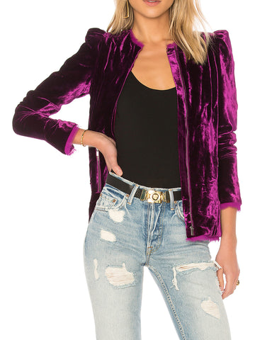 LOVESHACKFANCY Women's Mulberry Velvet Sienna Jacket $495 NWT