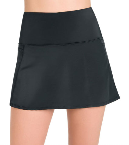 ACTIVE SPIRIT Women's Black Side Pockets Swim Bottom Skirt #801202 14 NWT