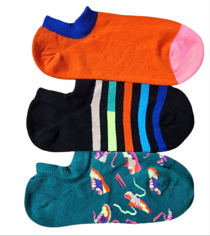 HAPPY SOCKS Women's Multicoloured Cotton No Show Socks Size 5.5-9.5 NWT