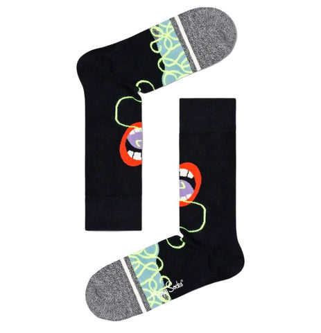HAPPY SOCKS Men's Black Combed Cotton Soupalicius Socks Size 8-12 NWT