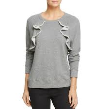SPLENDID Women's Ruffled Heather Grey Sweatshirt $118 NWT