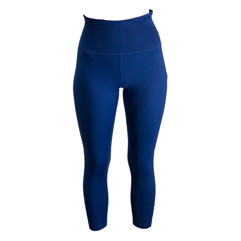 TOMMIE COPPER Women's Lower Back Support Capri Leggings, Cobalt Blue