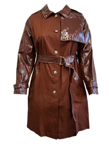 Marina Rinaldi Women's Tobacco Taroochi Cotton Trench Coat NWT