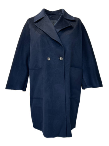 Marina Rinaldi Women's Navy Tazzina Wool Coat NWT