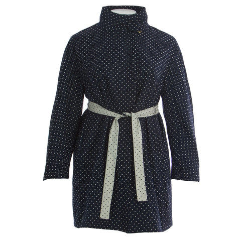 MARINA RINALDI Women's Navy Tecnica Polka Dot Raincoat $760 NWT