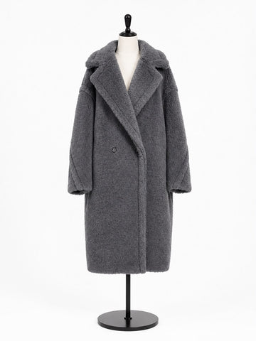 Max Mara Women's Grey Teddy1 Button Closure Coat NWT