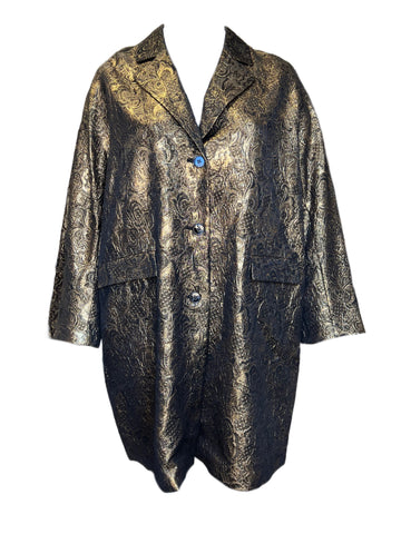 Marina Rinaldi Women's Gold Tempera Button Closure Jacket NWT