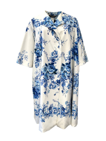 Marina Rinaldi Women's Bianco Tenero Floral Printed Duster Coat