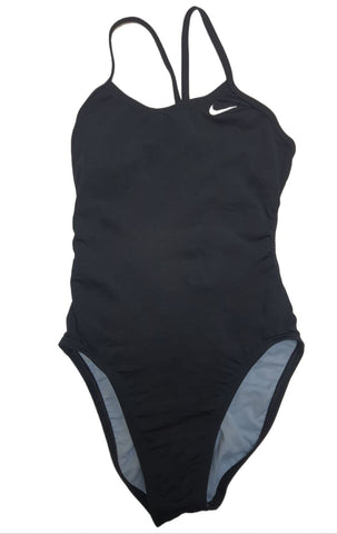 NIKE Girl's Black Round Neck Thin Straps One Piece Swimsuit #TFSS0081 26 NWT