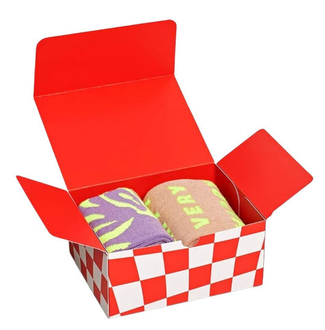 HAPPY SOCKS Unisex Very Happy Tiger Rave 2 Pairs Gift Set Socks 10-13 NWB