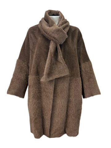Marina Rinaldi Women's Brown Torre Insulated Scarf Coat NWT