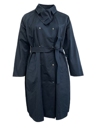 Marina Rinaldi Women's Navy Tulipano Cotton Blended Trench Coat Size NWT