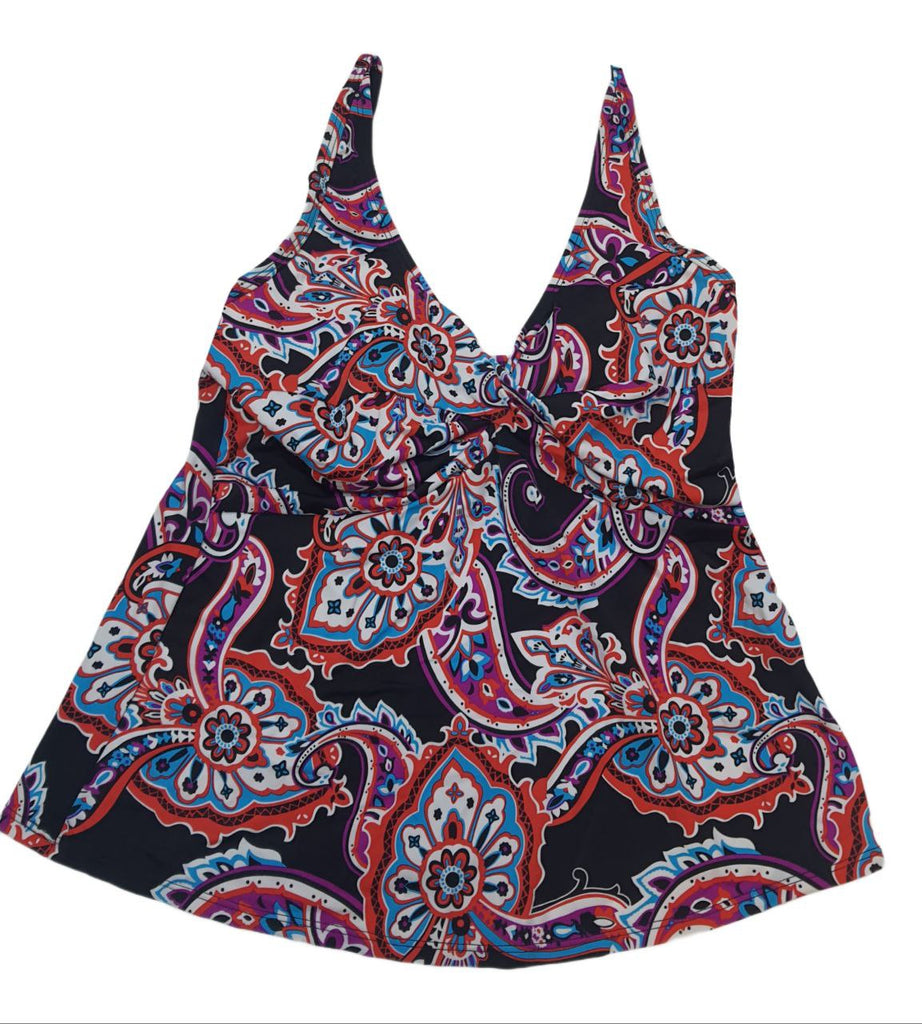 T.H.E. Women's Black V-Neck Adjustable Straps Swim Tankini Top #62 10 NWT