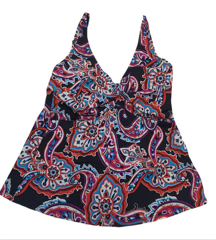 T.H.E. Women's Black V-Neck Adjustable Straps Swim Tankini Top #62 10 NWT