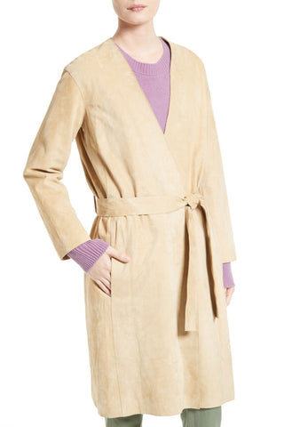 VINCE Women's Khaki Suede Robe Coat V405890931 $1,950 NWT