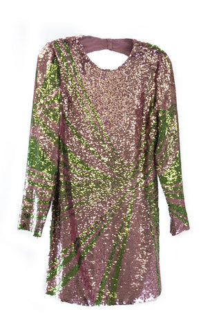 Versace Collection Women's Open Back Sequin Dress IT 42 Lilac Print