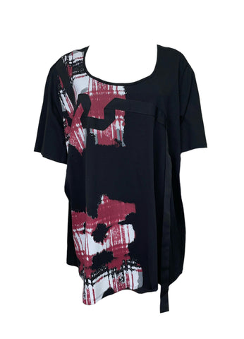 Marina Rinaldi Women's Black Vagliec Short Sleeve T-Shirt NWT