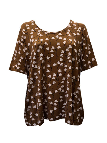 Marina Rinaldi Women's Brown Vagone Pullover T-Shirt NWT