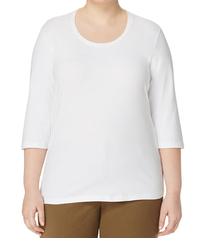 MARINA RINALDI Women's White Vairone 1/2 Sleeve T-Shirt $130 NWT