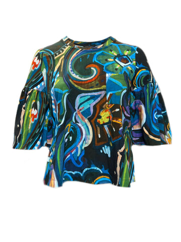 Marina Rinaldi Women's Multicolored Valore Printed T Shirt NWT