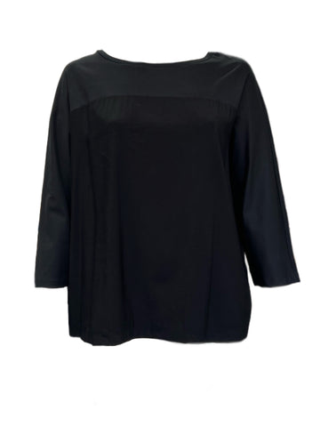 Marina Rinaldi Women's Black Vacante Cotton Top NWT