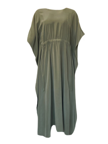Max Mara Women's Kaki Vino Butterfly Sleeve Silk Maxi Dress Size 14 NWT