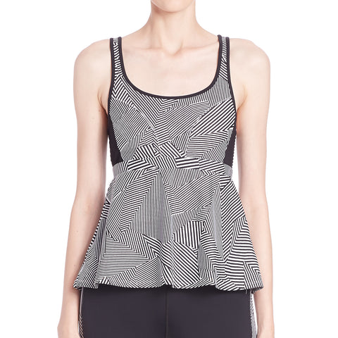 REBECCA MINKOFF Women's Black/White Peplum Vita Top $118 NWT