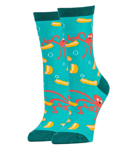 OOOH YEAH! Women's Novelty Crew Socks, Deep Sea Hot Dogs