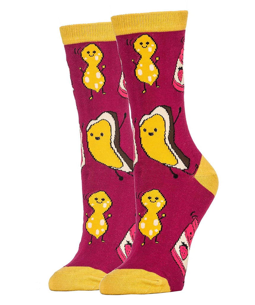 OOOH YEAH! Women's Novelty Crew Socks, WD6511C - Peanut Butter Jams