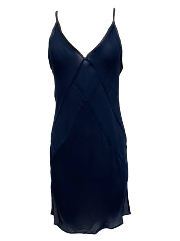 BLK DNM Women's Navy Blue Silk Sleeveless Transparent Dress 23 Size S NWT
