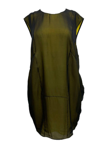 BLK DNM Women's Black Over Yellow Silk Sleeveless Dress 24 Size S NWT