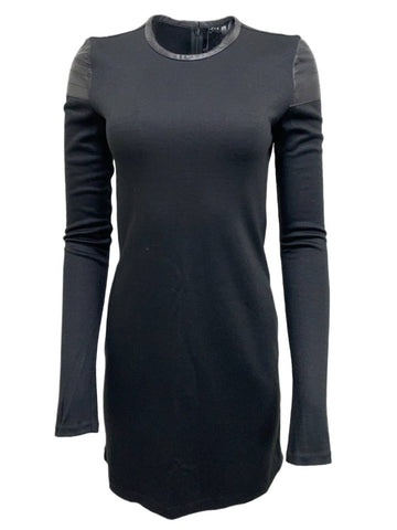 BLK DNM Women's Black Virgin Wool Blend Long Sleeve Dress 26 Size S NWT