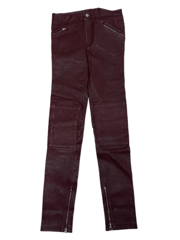 BLK DNM Women's Dark Red Slim Fit Leather Pant 1 #WPL4403 Size 26 NWT