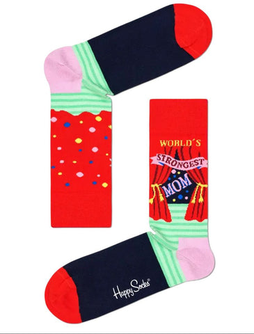 HAPPY SOCKS Women's Multicoloured World's Strongest Mom Socks 10-12.5 NWT