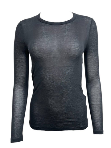 BLK DNM Women's White Long Sleeve Viscose T-Shirt 26 Size S NWT