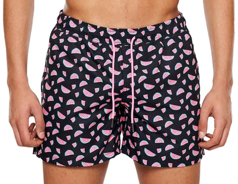 HAPPY SOCKS Men's Black Watermelon Mesh Lining Swimming Shorts NWT