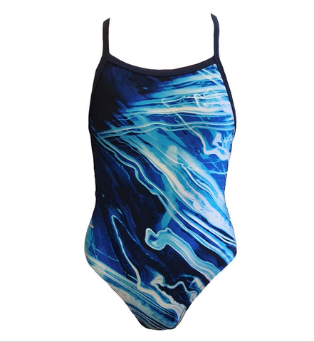 AQUATICA Women's Blue Fusion Perfomance One Piece Swimsuit #F003 NWT